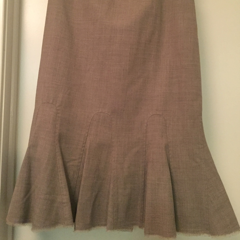 Elie Tahari Taupe Wool Godet Skirt